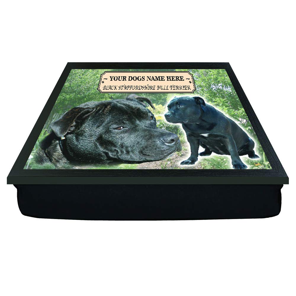 Personalised Gift Products Multicolor Black Staffordshire Staffy Bull Terrier Personalised Dog Breed Gift Lap Tray