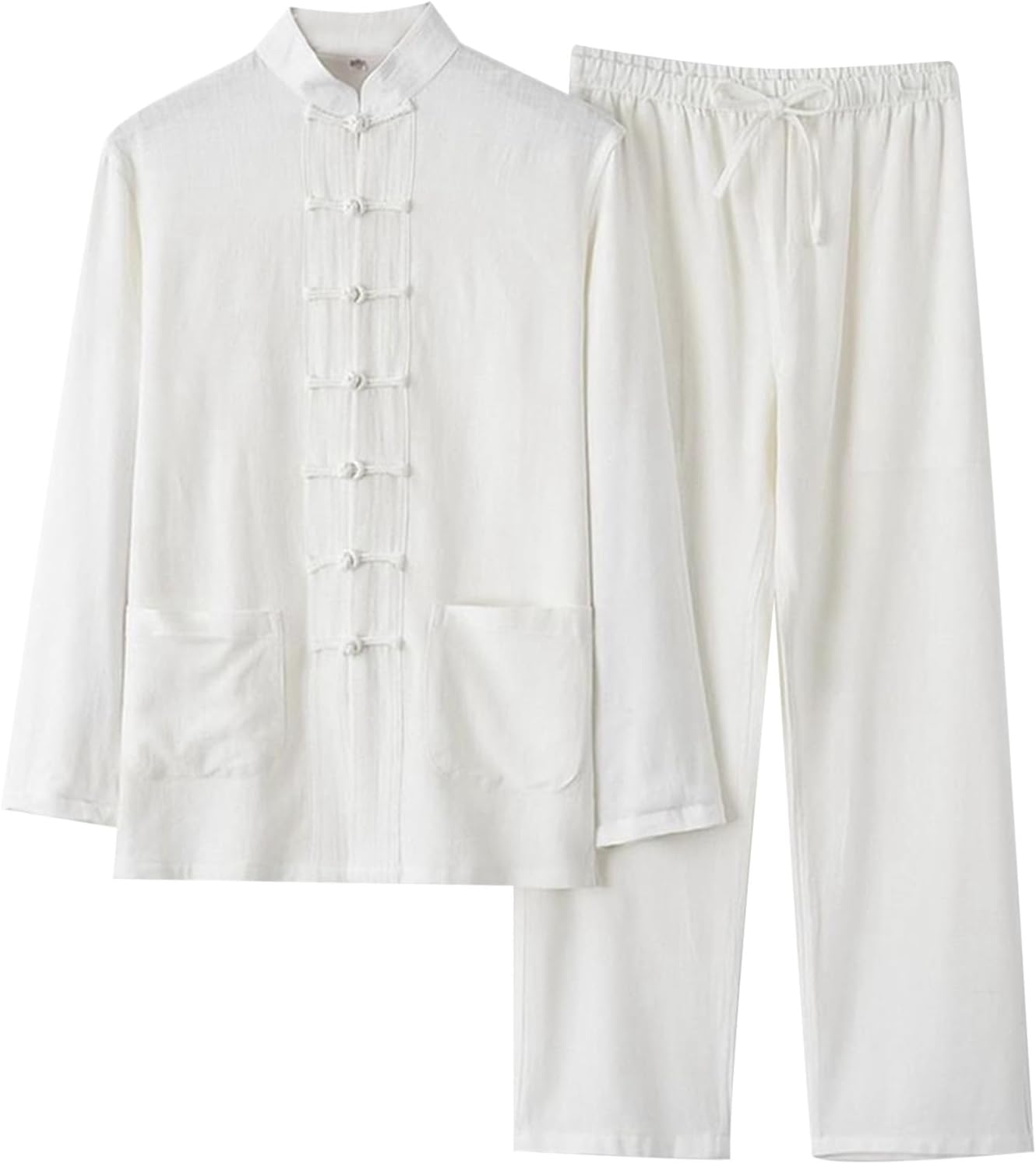 Men’s Linen Blend Activewear Set 2025 2 Piece Breathable Casual Long Sleeved Shirt Pants Set Workout Outfit for Gym, Travel