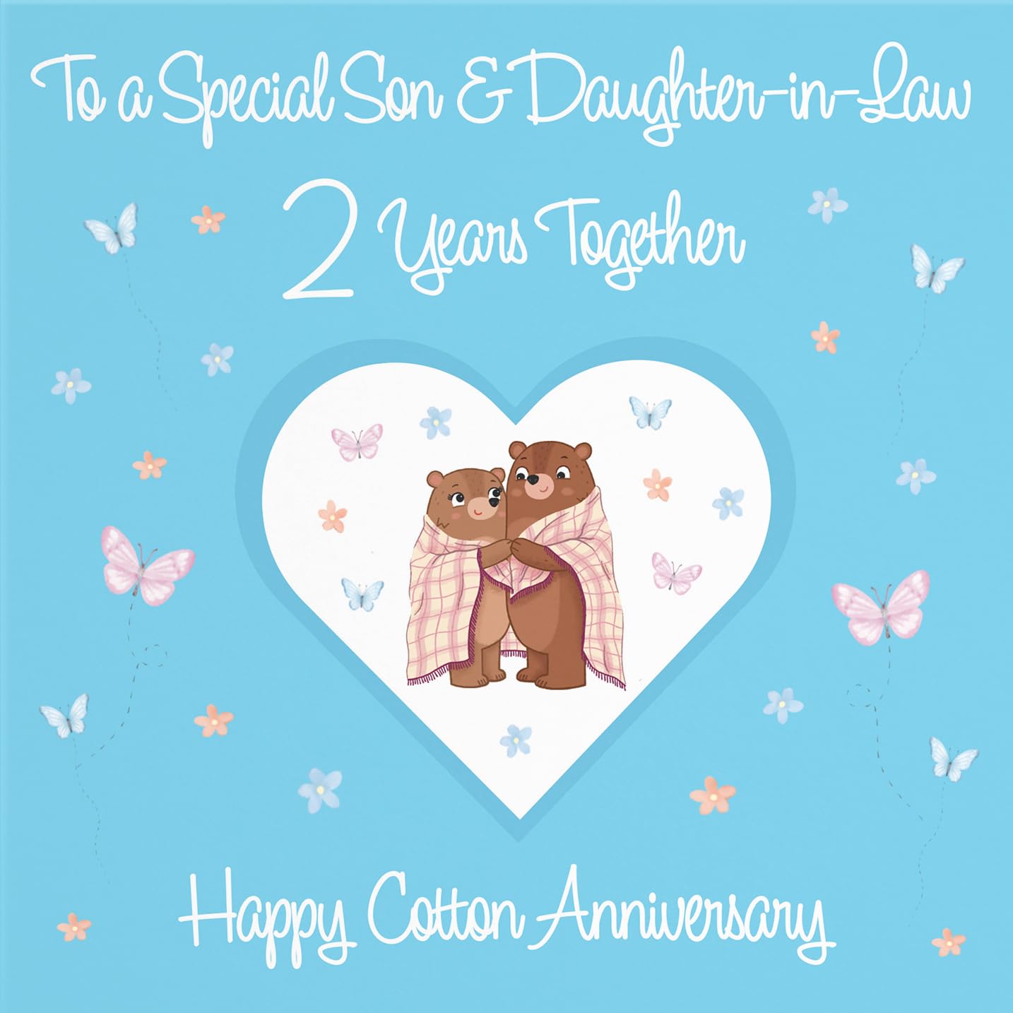 Hunts England - Son & Daughter-in-Law 2nd Anniversary Card - 2 Years - Cotton Anniversary - Romantic Meadows - Fun Card - Luxury Second Anniversary Card For Son And Daughter-in-Law - Image 2