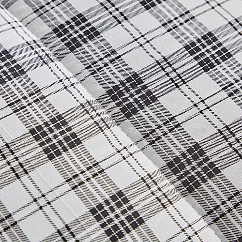 Uozzi Bedding Plaid Comforter Sheet Set 7 Pieces Bed In A Bag White And Dark Gray Plaid Queen Size (1 Comforter 2 Pillow Shams 1 Flat Sheet 1 Fitted Sheet 2 Pillowcases) #TOP6