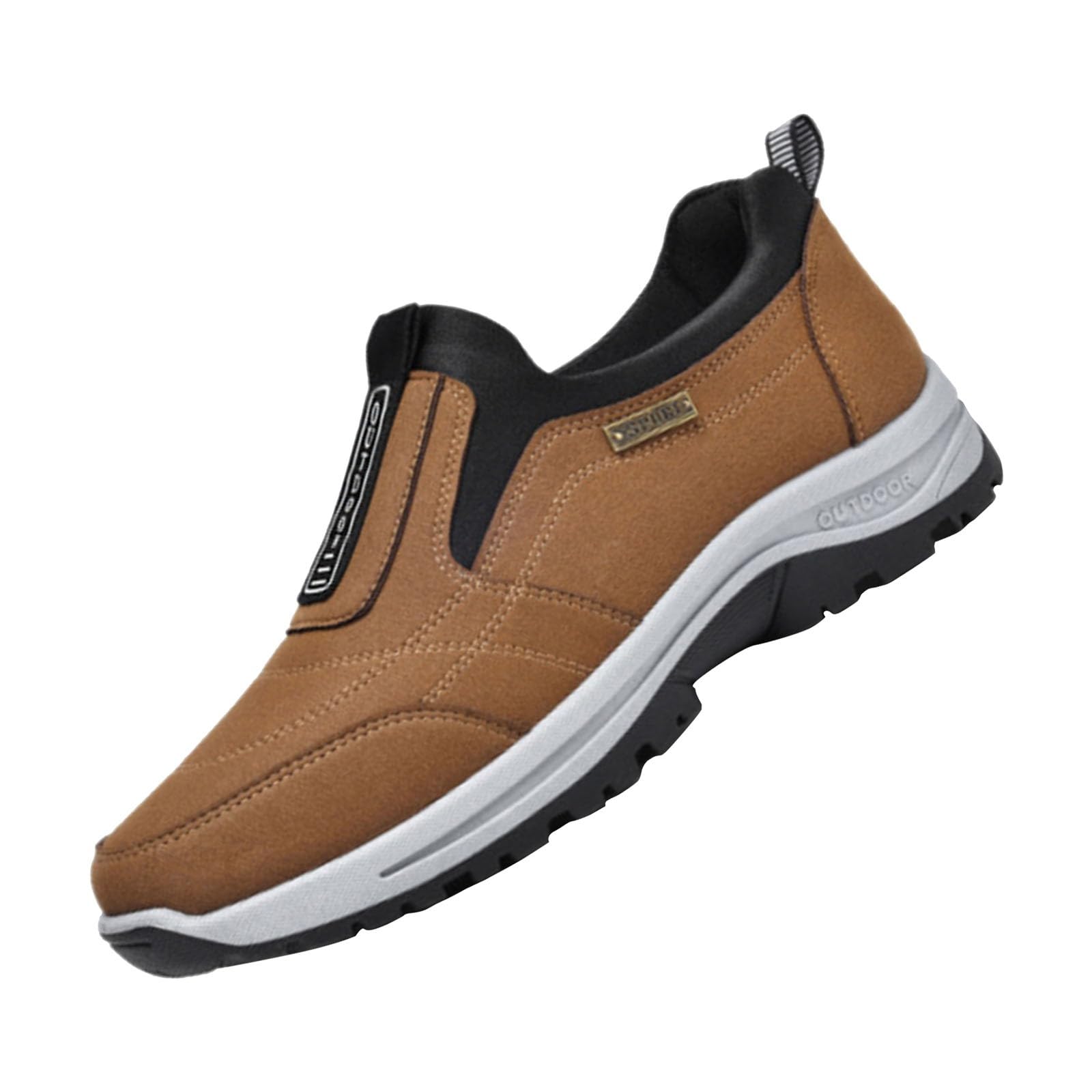 Mens Slip On Outdoor Shoes - Mens Orthopedic Walking Shoes Waterproof Wide Fit Hiking Shoe Breathable Slip On Sneakers Comfortable Trainers Running Sneakers Sport Fitness Casual Jogging Sneaker