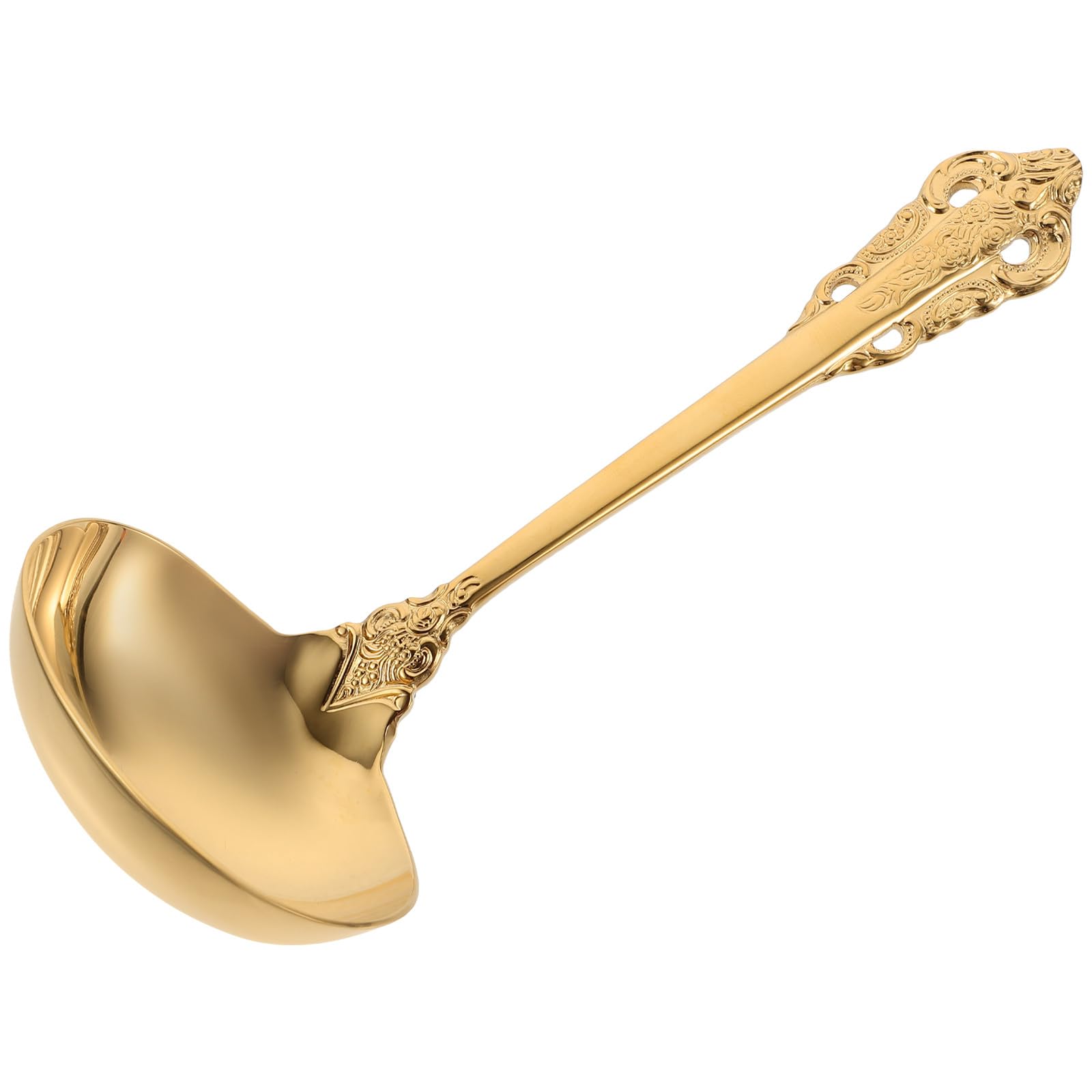 Cucchiaio da Minestra in Acciaio Inossidabile 304 Dorato Grande, Mestolo da Cucina Impugnatura Antiscivolo, Utensile per Pentola Calda per Uso Professionale e Famigliare