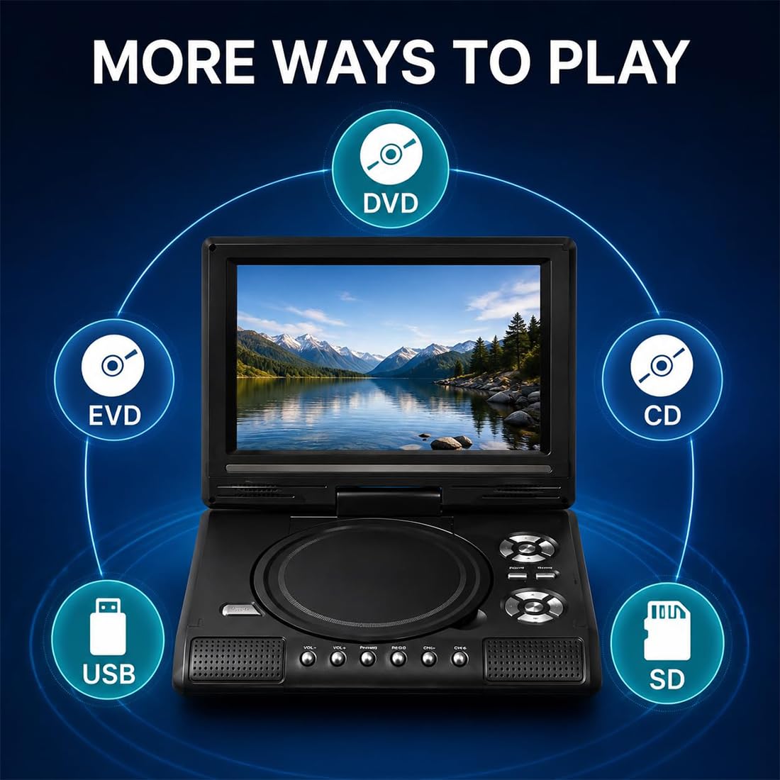 Reproductor portátil de DVD/EVD HD de 7,8", con Pantalla