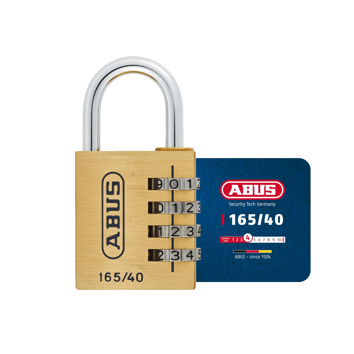 ABUS Combination Lock 165/40 - Brass Padlock - with Individually Adjustable Combination Code - Suitcase/Locker - ABUS Security Level 4