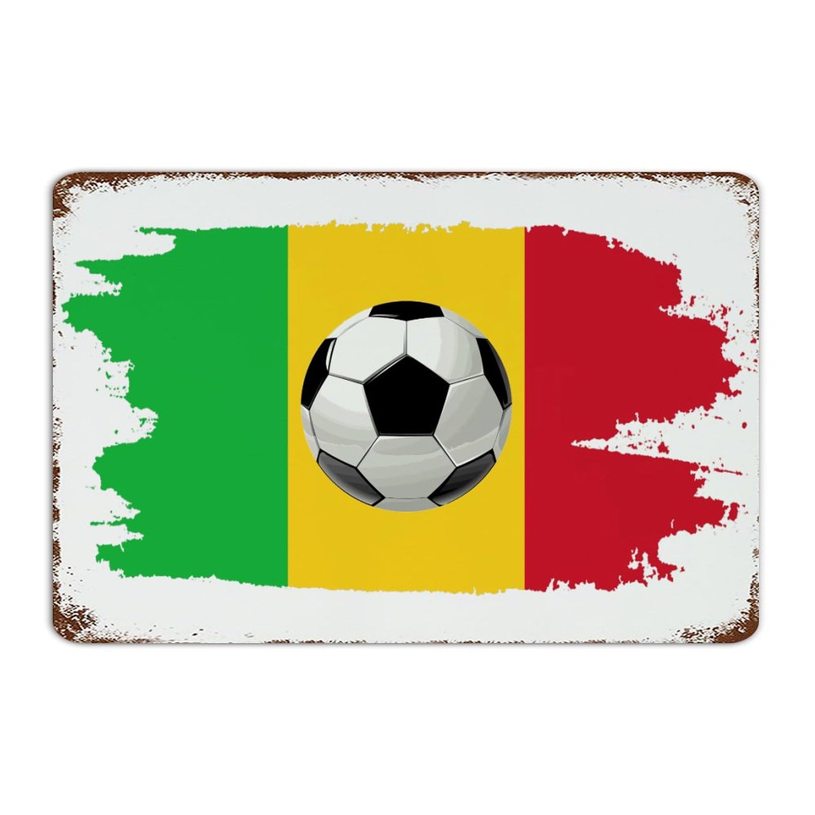 Plaque métal football Mali pour déco bar, café et salon vintage