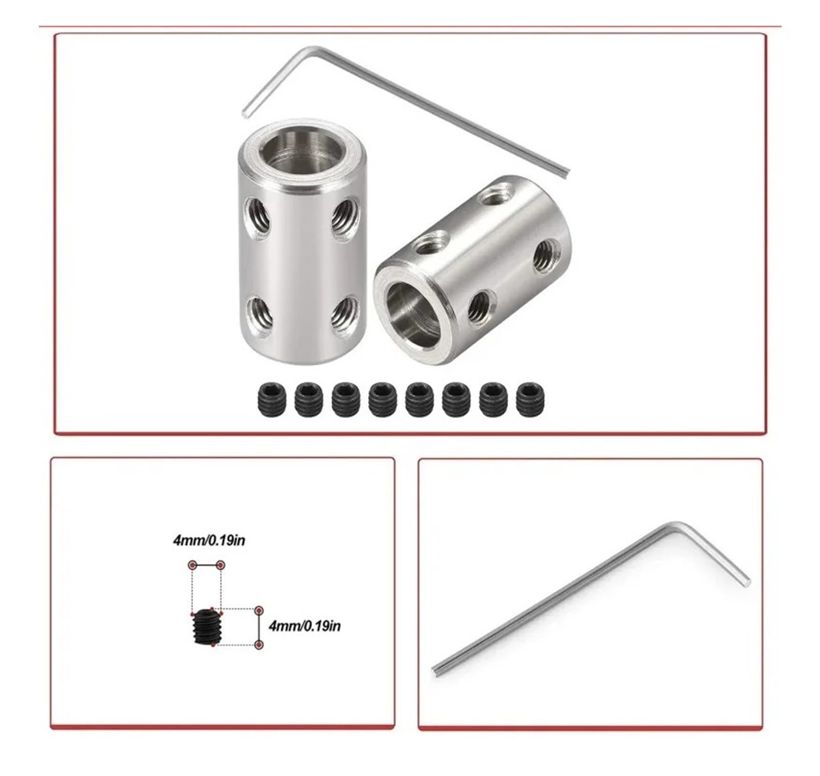 Connecteur d'accouplement d'arbre rigide en acier 45#, 3-12 mm