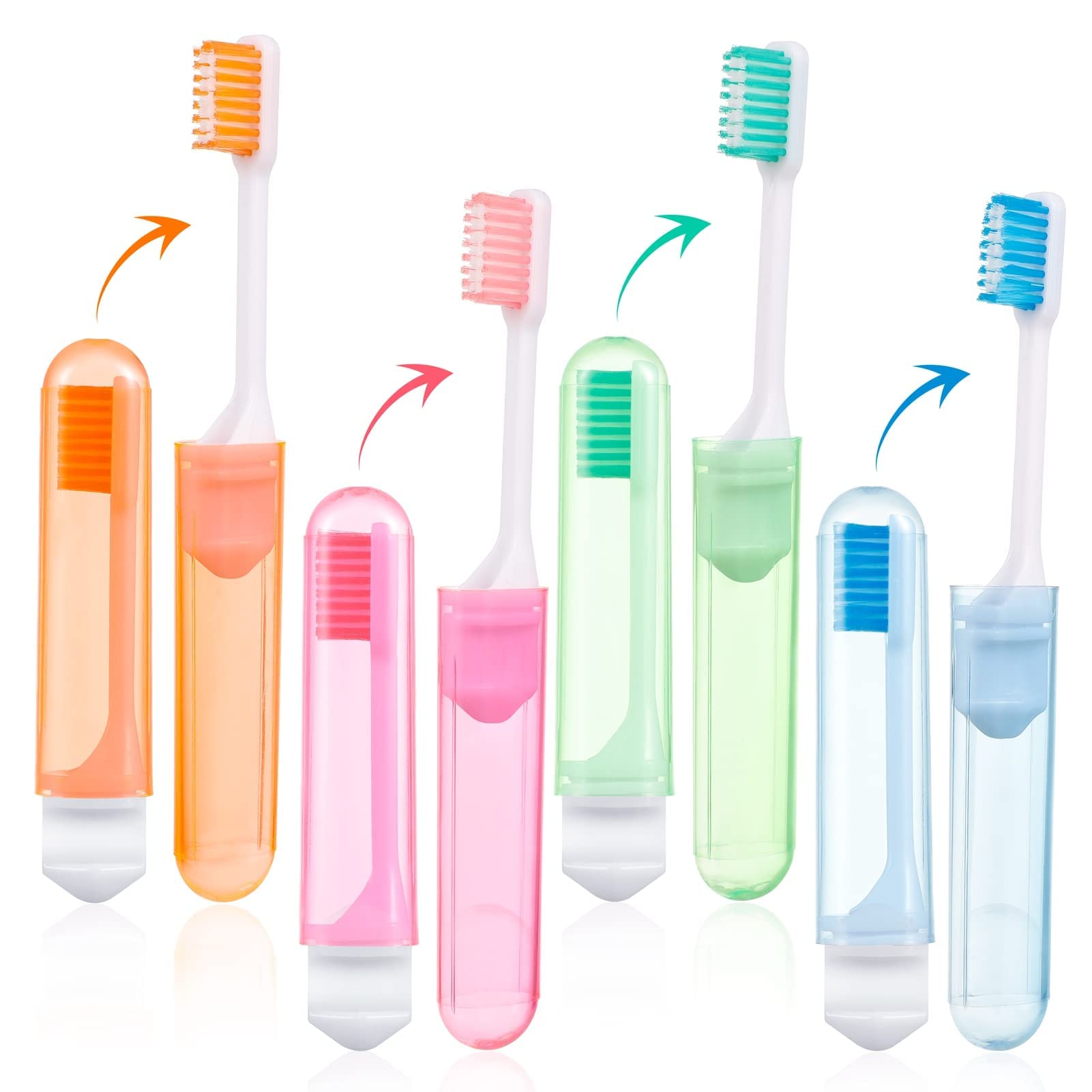 4-Piece Portable Soft Foldable Toothbrush Set, Small Tooth Brush, Travel Toothbrush, Folding Travel Cleaning Toothbrush for Adults & Children-image-0