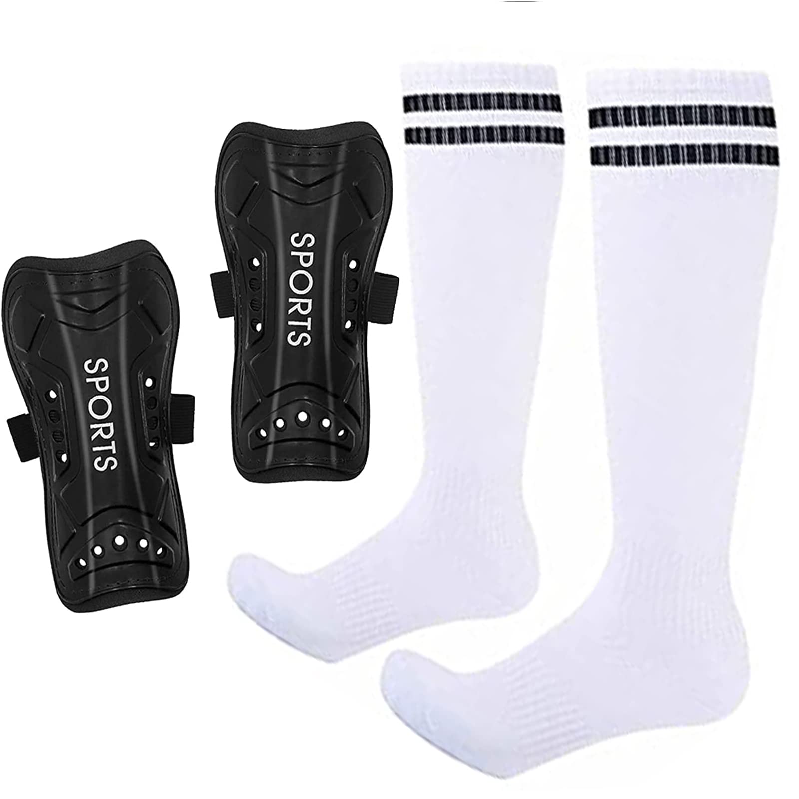 THE WHITE SHOP Kids Youth Sport Soccer Shin Guards Youth-2 Pair 2 Sizes Shin Pads Child Calf Protective Gear 3-22 Years Old Girls Boys Toddler Kids Teenagers…