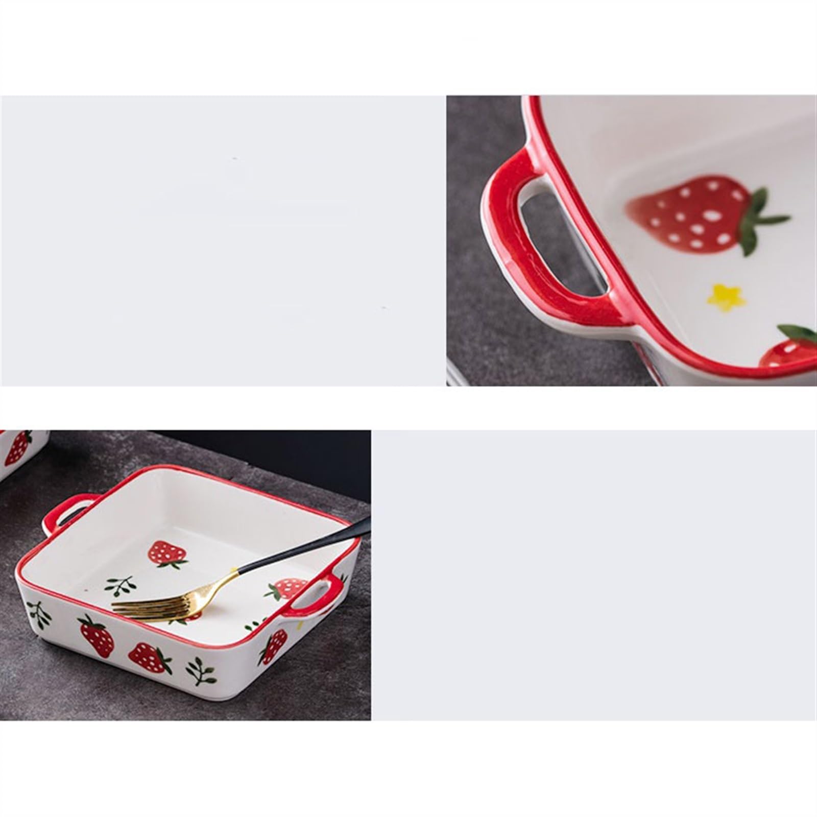 Moldes para Lasaña Fuente De Cerámica para Horno para El Hogar Fuente Especial para Horno Rectangular De Doble Espiga Fuente para Hornear Espaguetis Fuente para Lasaña,Red-800ml