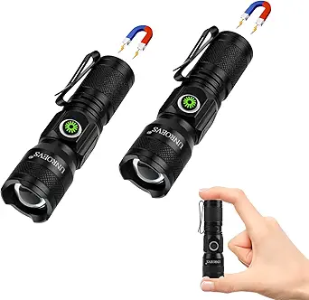 Rechargeable EDC Flashlight with Magnet,Pocket Flashlights High Lumens with Clip,1200 Lumens Compact LED Small Light and Long Range,Mini Flash Light for Everyday Carry. (2)