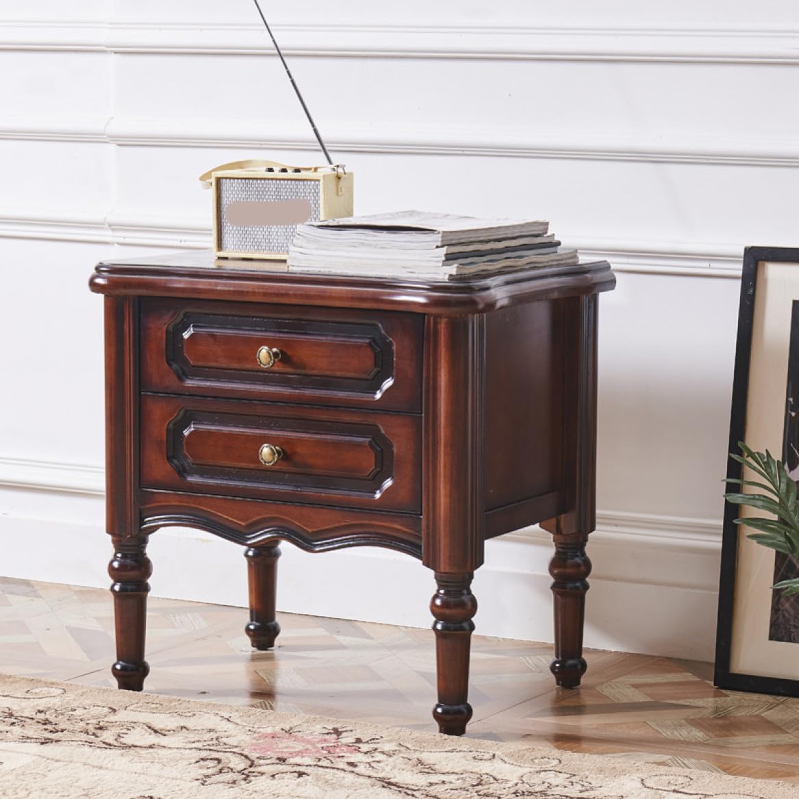 ビンテージ　木製サイドテーブル　3段チェスト　ベッドサイドテーブル サイドテーブル ベッドサイドテーブル ナイトテーブル ソファ