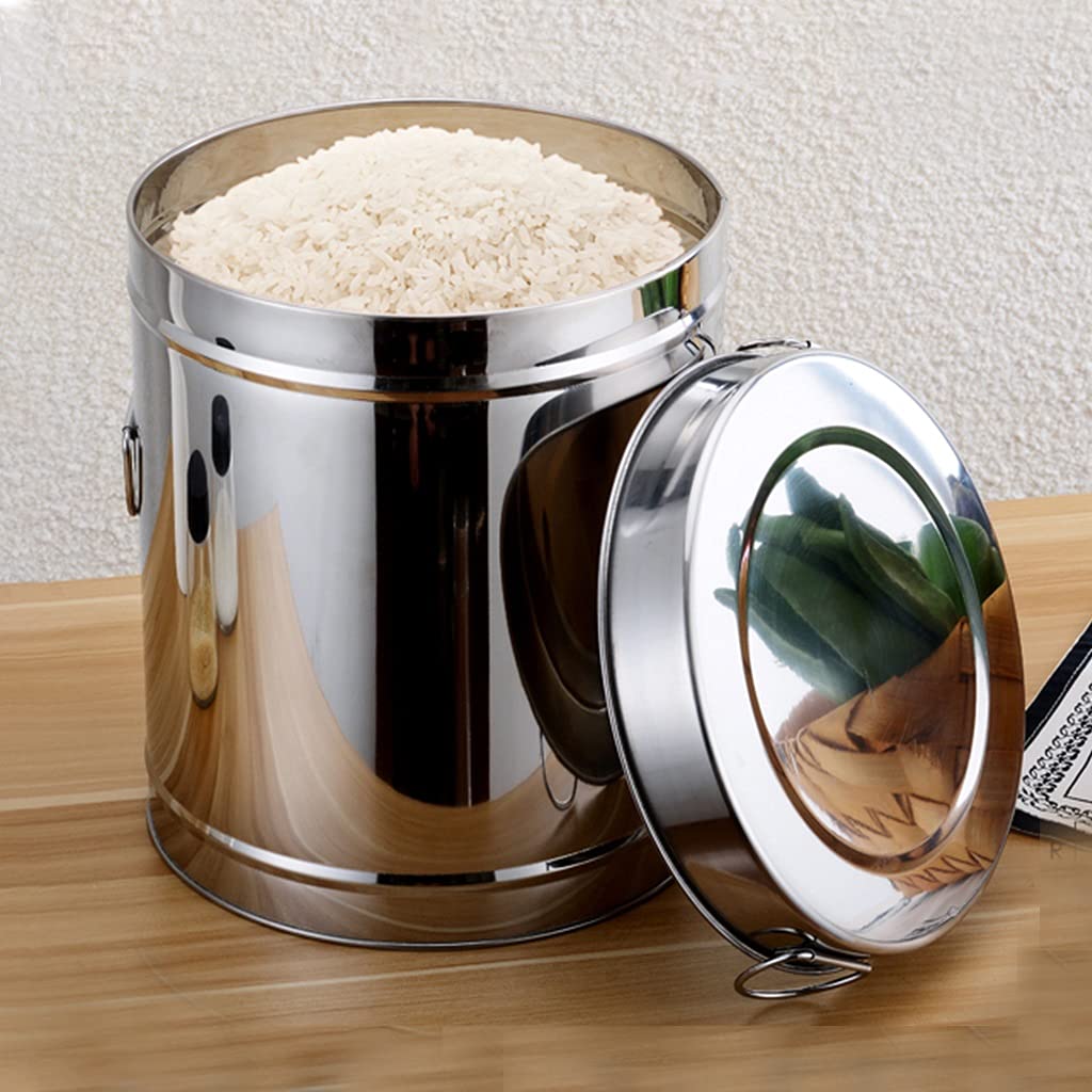 Secchio Con Coperchio, Contenitore Ermetico Per Alimenti, In Acciaio Inox, 48 Litri/12,68 Galloni Da Cucina, In Acciaio Inox, Con Coperchio E Morsetto Di Bloccaggio