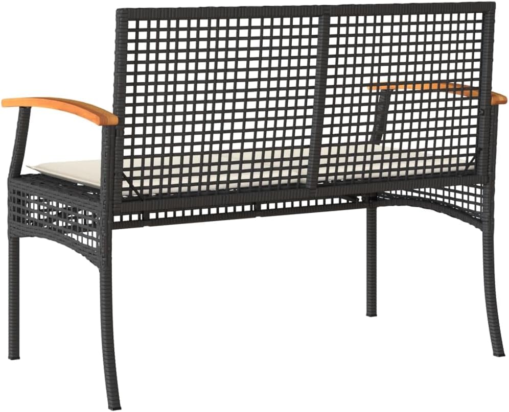 Garden Bench Black and Brown,Garden Bench for Outdoor Comfort & Style – Durable Poly Rattan Furniture Home & Yard Patio Furniture