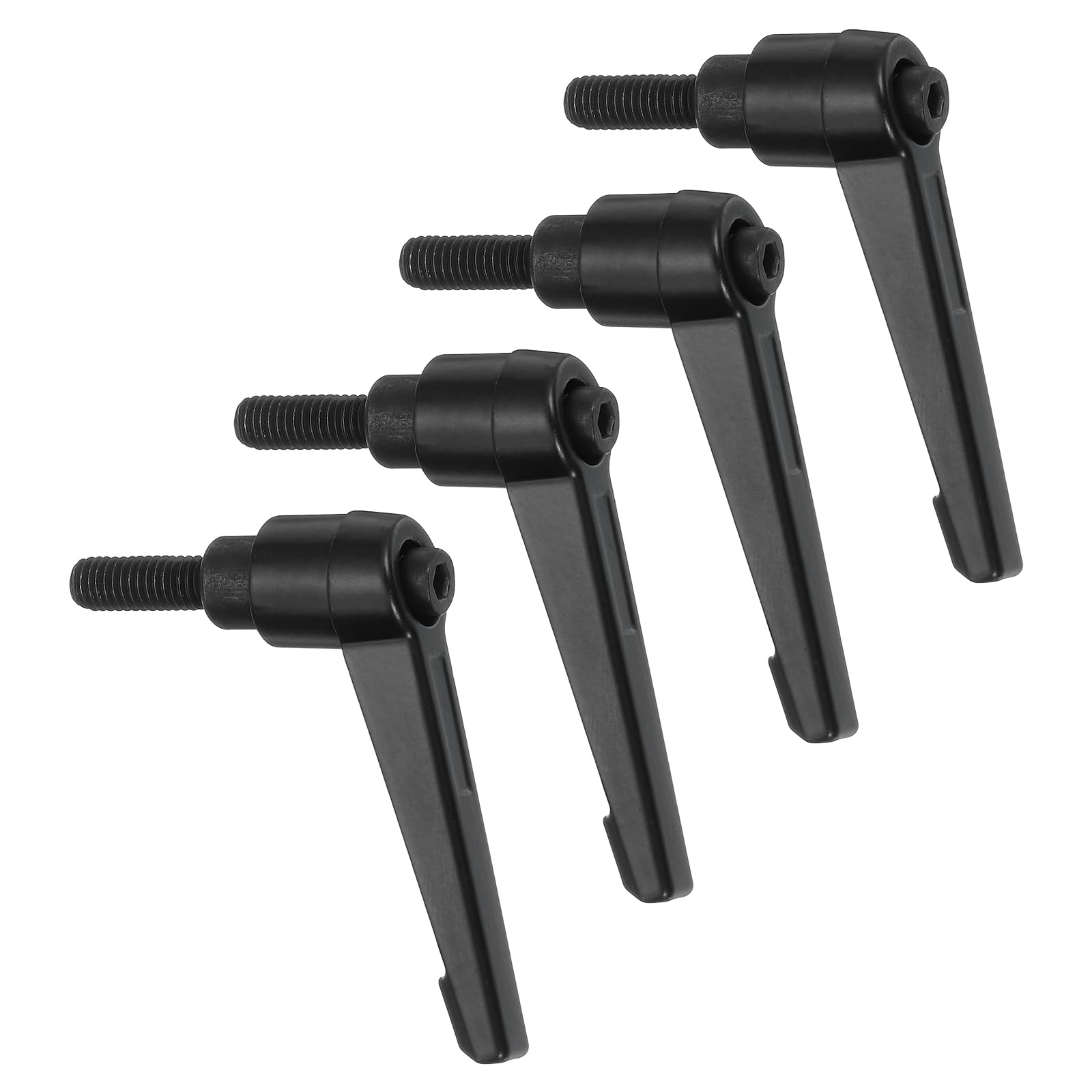 uxcell 4Pcs M6 x 16mm Adjustable Knobs Handle Male Thread Push Button Ratchet Quick Release Locking Rotating Bolt for Lathe Machinery, Black