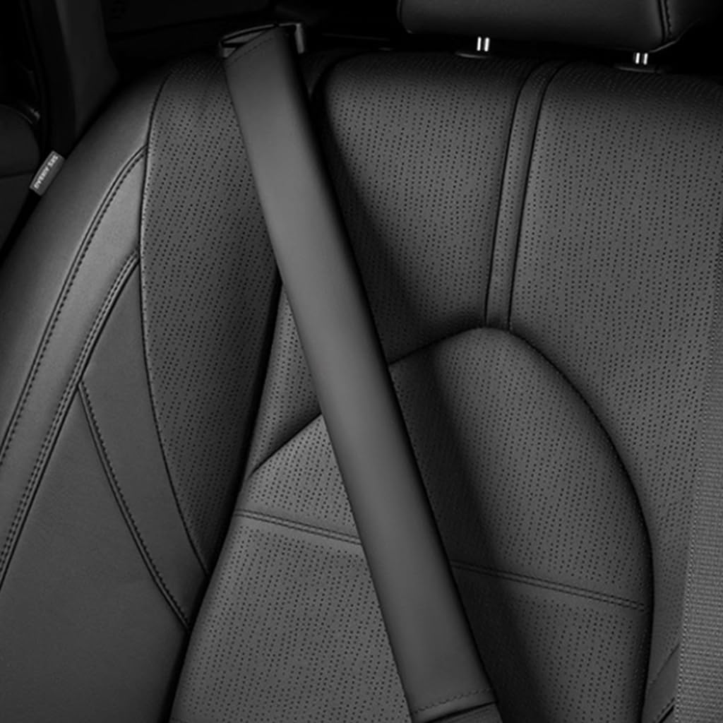 2 Piezas Almohadilla Cinturon Coche para Benz GLE (5seats) W166 2015-2019, Comodidad Suave Que Ayuda a Proteger el Cuello y el Hombro del Accesorios,A-Black