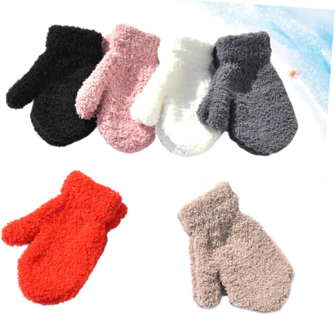 Veemoon 6pairs Boy Girl Mittens Full Coverage Hand Gloves for Boys and Girls Stylish Knit Design for Cold Days
