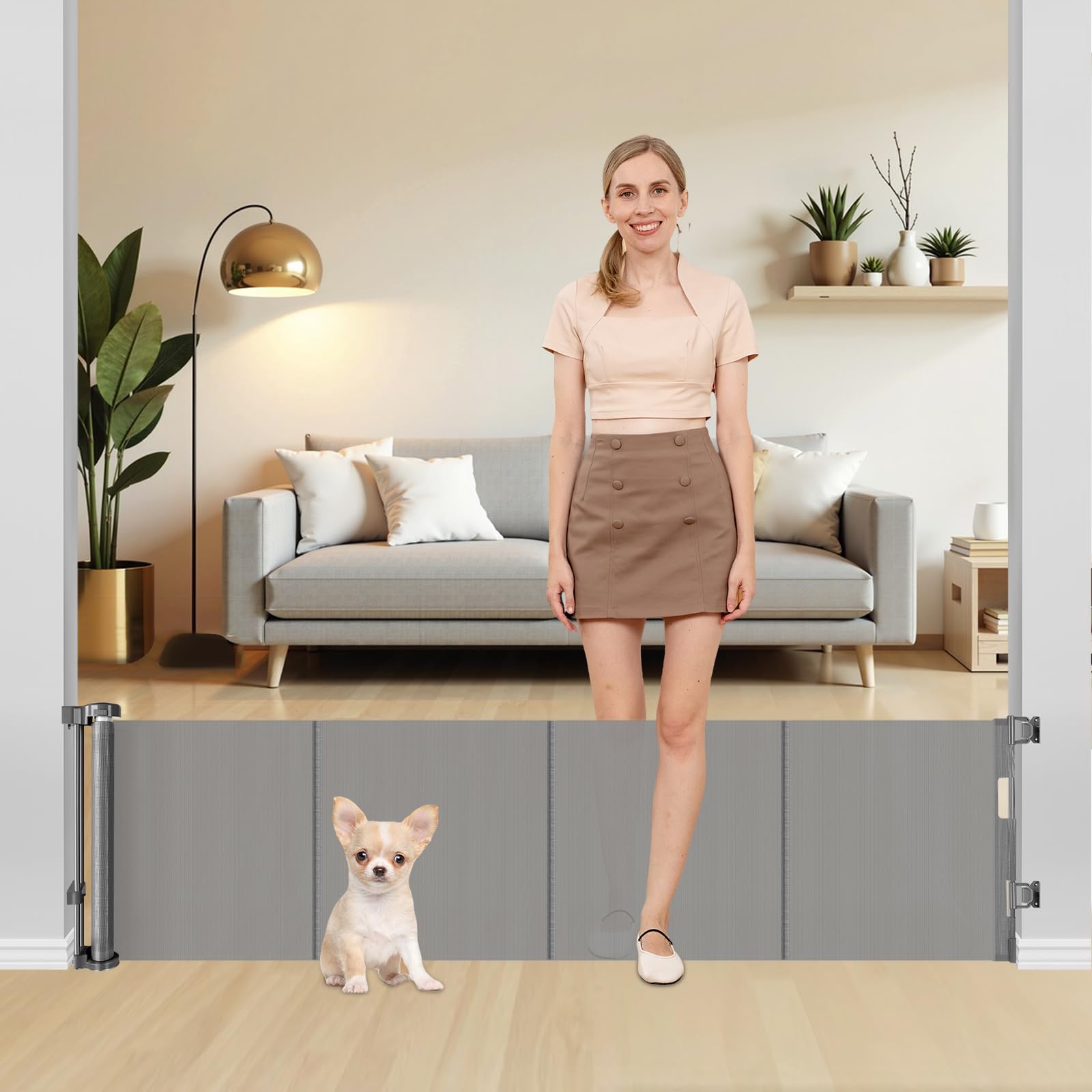 20 Inch Tall x 80 Inch Extra Wide Short Dog Gate to Step Over, Small Dog Gate for The House, Short Pet Gate Indoor Outdoor Puppy Gates for Doorways