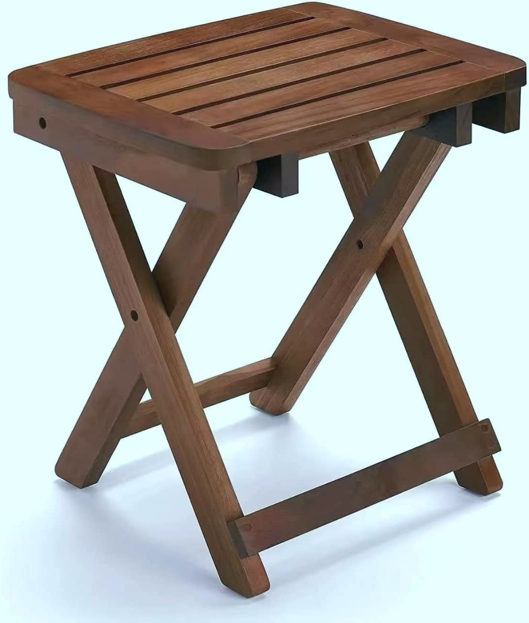 Photo 1 of *COLOR MAY VARY** URFORESTIC Shower Bench-Bamboo Folding Shower Stool Seat Chair Fully Assembled-Hold Up to 500 LBS Brown Wash