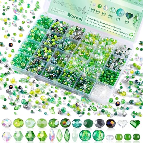 2000 Pcs Glass Beads for Jewelry Making High Shine Faceted Cut Crystal Sun Catcher Beads Crystal Beads with Loose Bead DIY Bracelet Necklace Earring Craft Kit and Lamp Decor with Organizer Box