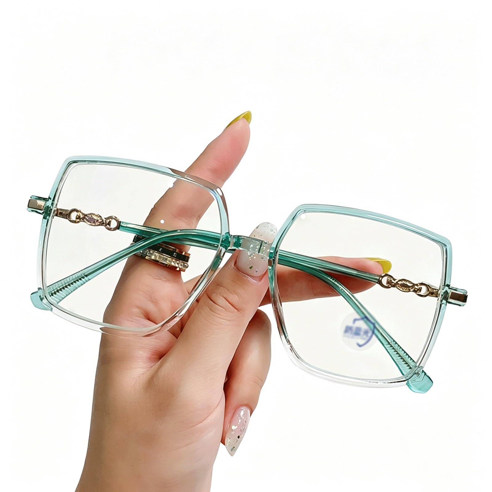 KLJUddGY Square Eyewear Frames Non Prescription Eyeglasses Spectacles for Computer Anti-Blue Light Reading Glasses Ultralight Glasses(Light Green)