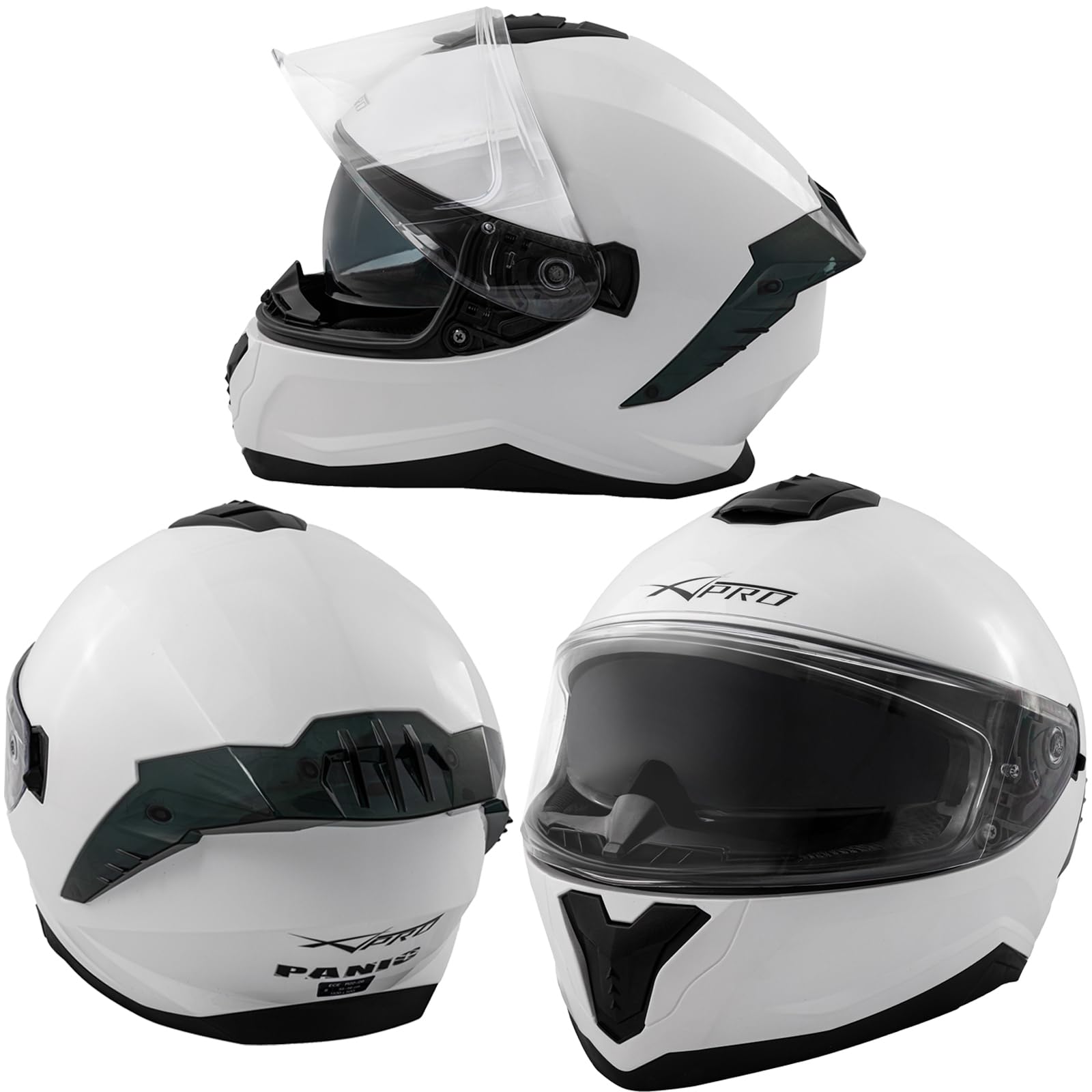A-Pro Casco Integrale Moto Scooter Touring Visiera Interna Parasole Viaggio Bianco M