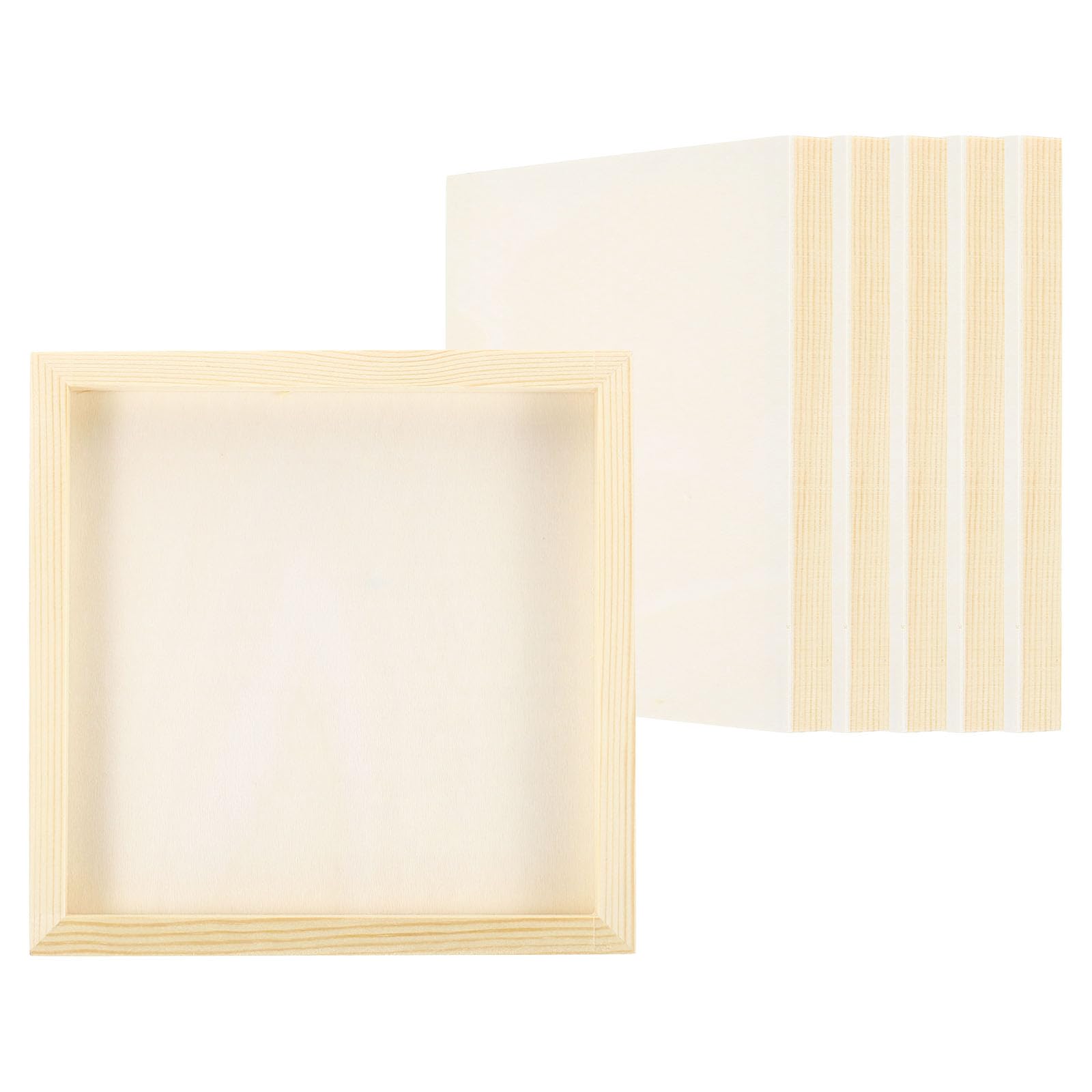 PATIKIL 8"x8" Wood Panels Board, 6 Pack Unfinished Square Art Wood Canvas Panel Painting Boards for DIY Craft Painting Use Wood Color