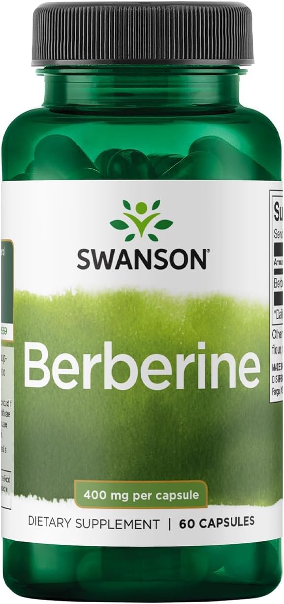 SwansonBerberine Supplement - 400 mg Each, 60 Capsules - Berberine HCl with Overall Wellness Support