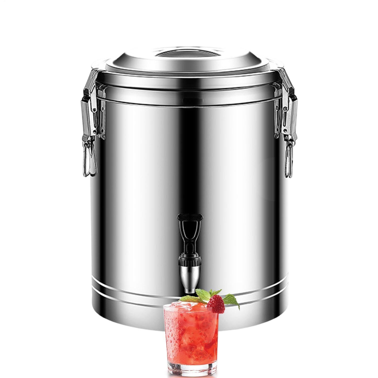 Getränkespender - Isolierter Edelstahl mit Zapfhahn,Limonadenspender und Wasserbehälter - für Heiße und kalte Drinks Kaffee Tee Saft Limonade Zuhause Party & Feier Picknick Gewerbe