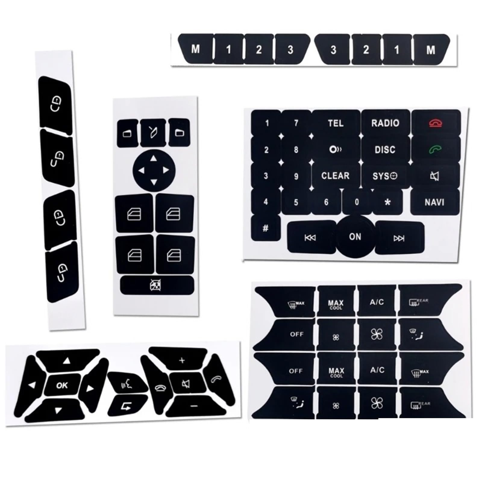Interior Button Decals Compatible with BMW for R172 for W218 for W212 for C207 Car Knob Repair Sticker Front Control Button Decals Interior Trim Accessories(Size1)