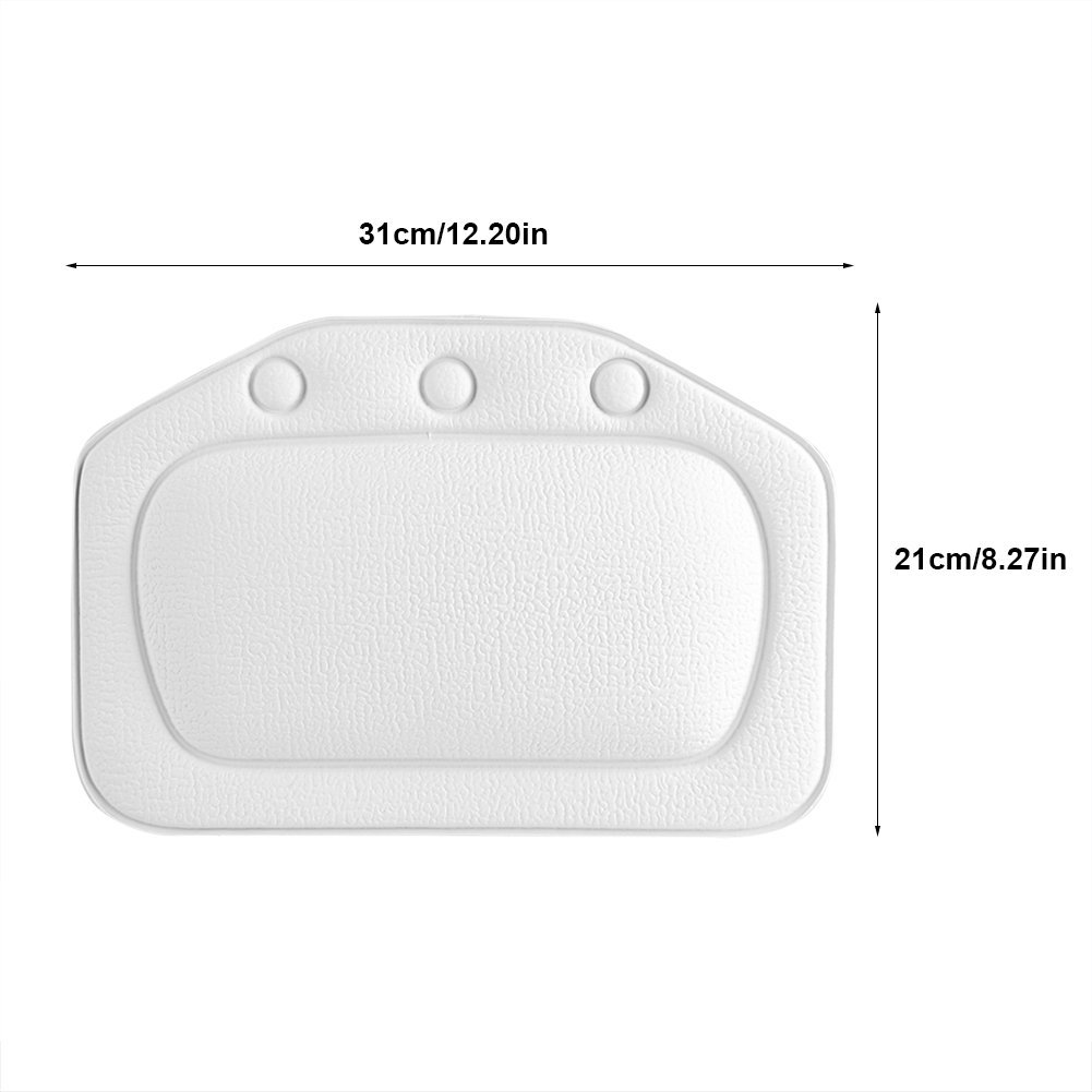 Almohada de bañera, Almohada de bañera de SPA Acolchada de Espuma Suave, reposacabezas de PVC Cabeza, Cuello Trasero cojín de Soporte para Hombros, para el baño doméstico Hotel (Blanco)