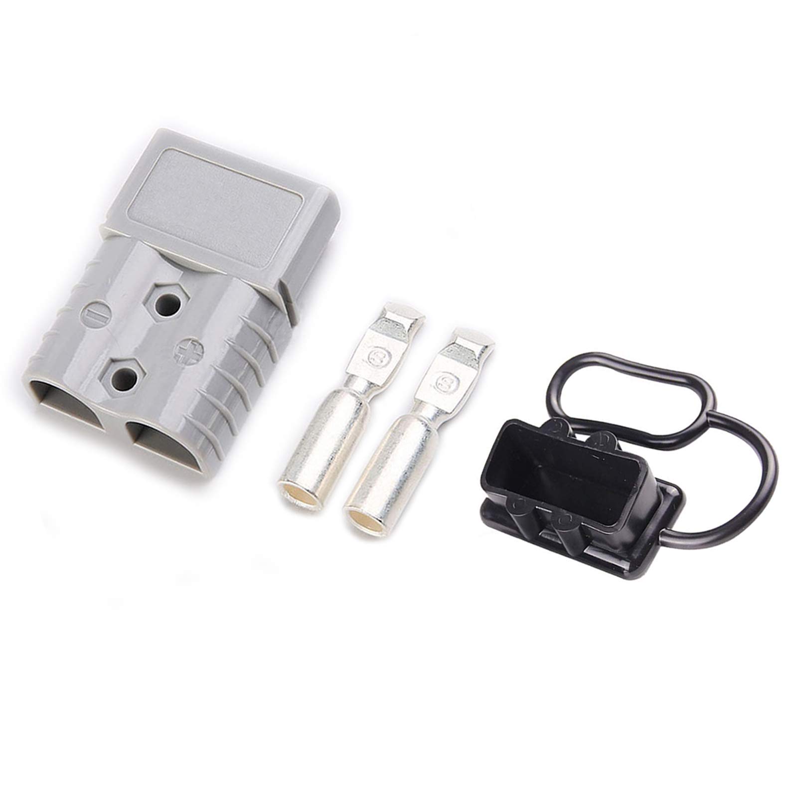 175Amp Anderson Compatible 2 Pole Power Connector Plug Grey w/Terminals for #1/0 AWG Wire[4 housing+8 Terminal pins+4 dust Covers]