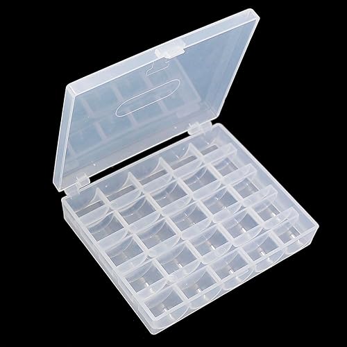 YEQIN Caja de bobina, organizador de bobina, caja de plástico transparente con 25 ranuras vacías, caja de almacenamiento para máquina de coser (1