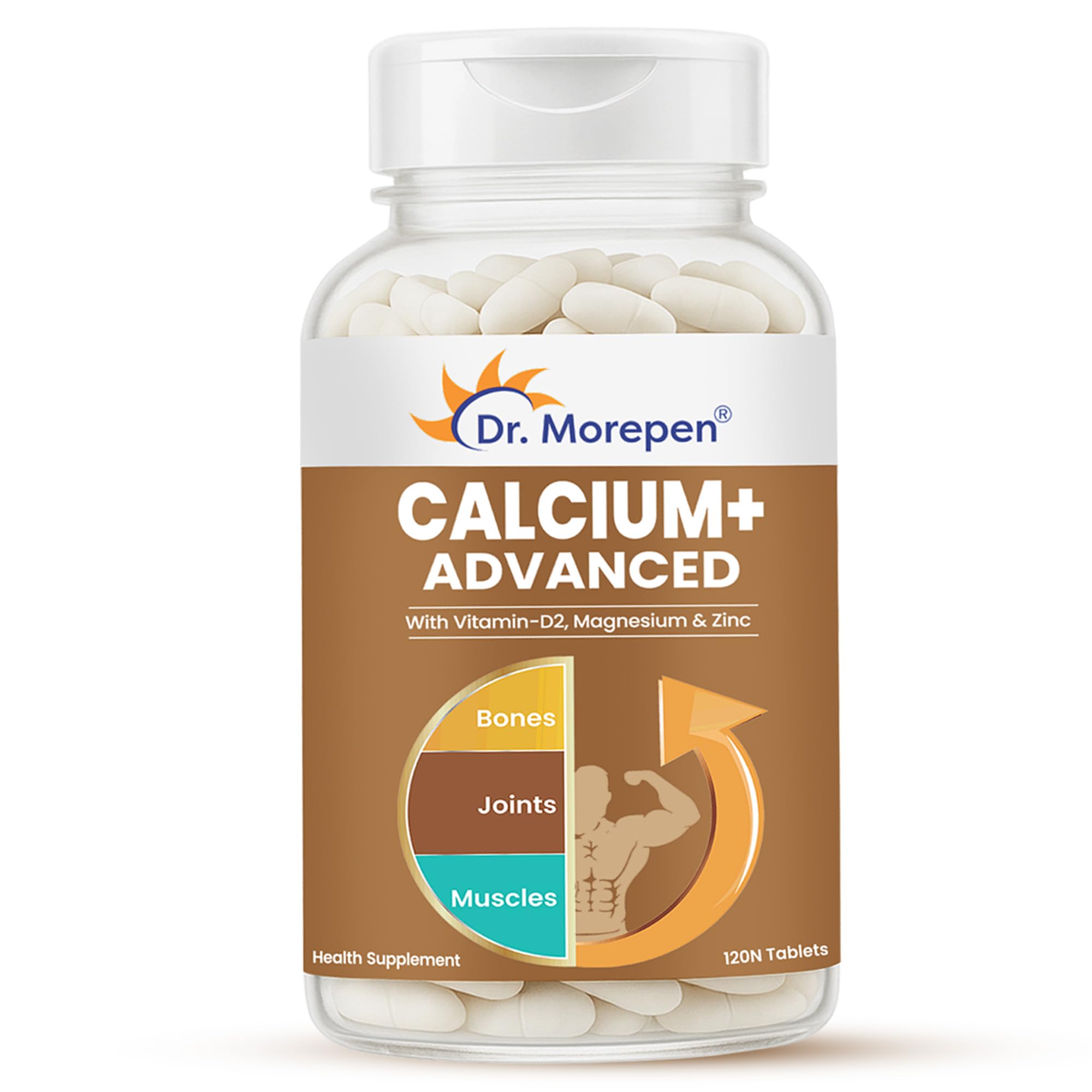 - Calcium+ Advanced Tabs with Vitamin - D2, Magnesium & Zinc - 120 Veg Tablets for Women & Men Calcium & Vitamin D Tablets to support Strong Bones, Joints & Muscles