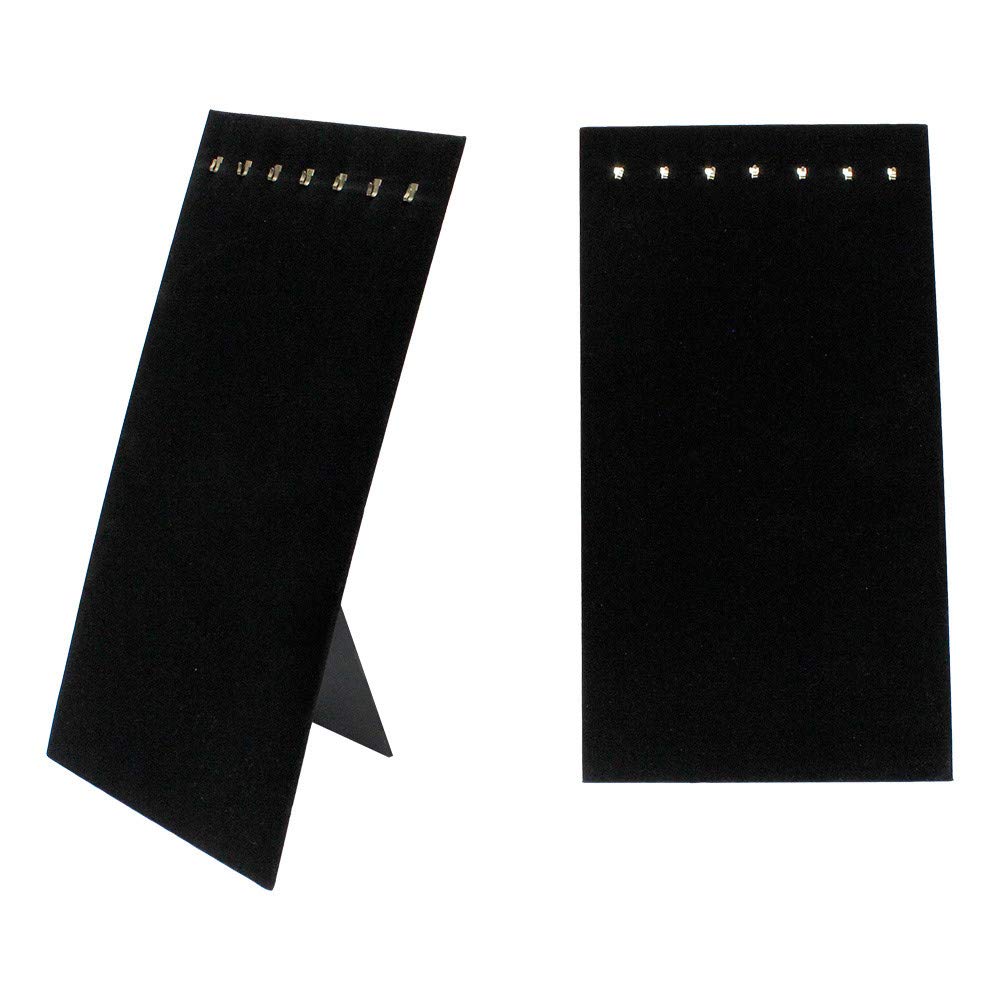 Prolinemax 4 Pc 7-1/2''W x 14''H Black Velvet 7 Hook Easel Stand Necklace Chain Jewelry Display