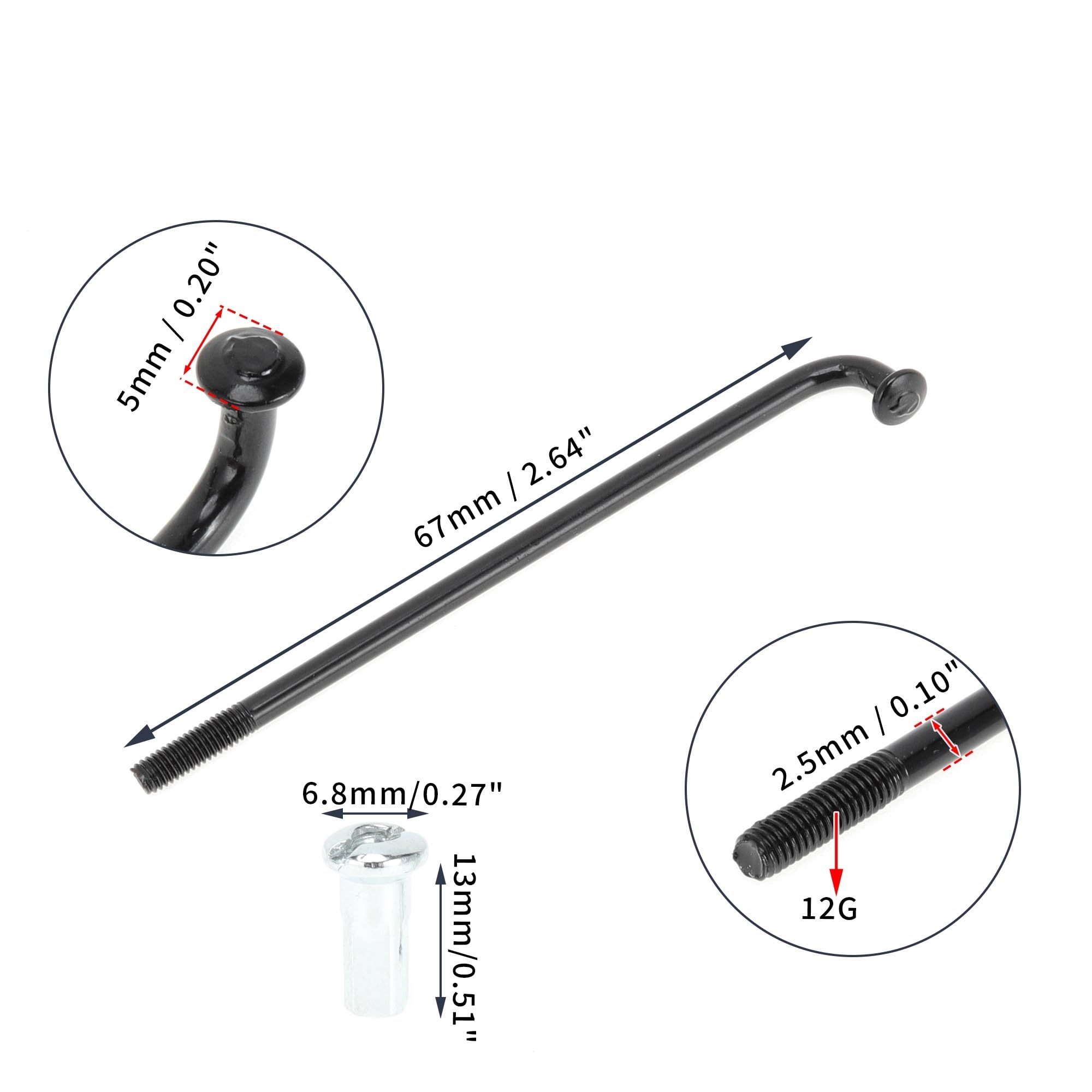 Fahrradspeichen 1 Set Universal Fahrrad Speichen 12G 67mm-247mm Länge Rad Nippel Schwarz Carbon Stahl leicht zu ersetzen Speichen(36pcs-203mm)