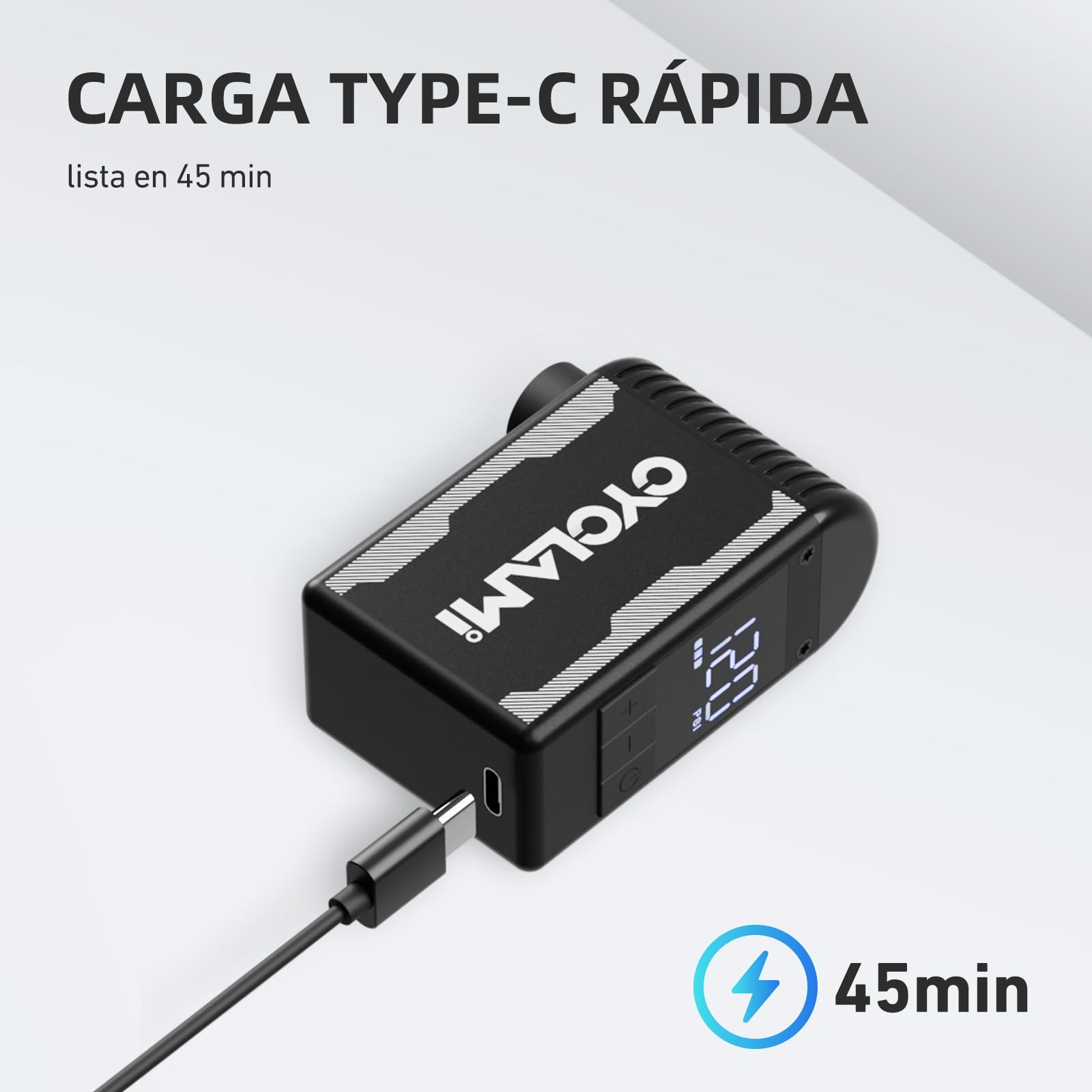 A2S Bomba de Bicicleta 120PSI Mini Eléctrico de la Bicicleta con Manómetro Digital Bomba Portátil Parada Automática con Válvulas Presta y Schrader para Bicicletas de Carretera y de Montaña