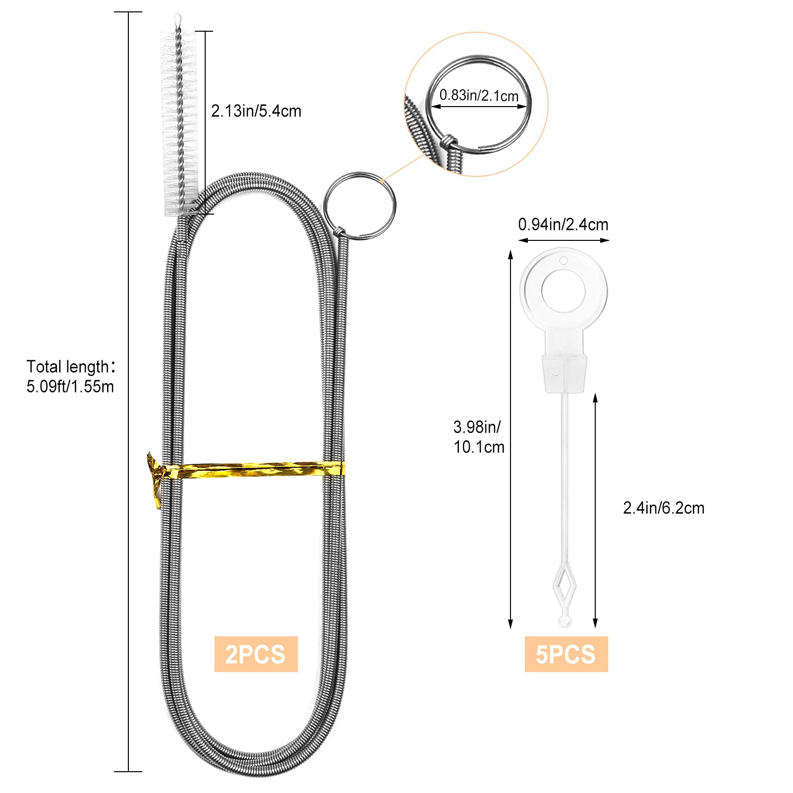 2 cepillos para limpieza de frigoríficos y acuarios, 150 cm, cepillo para tubos largos