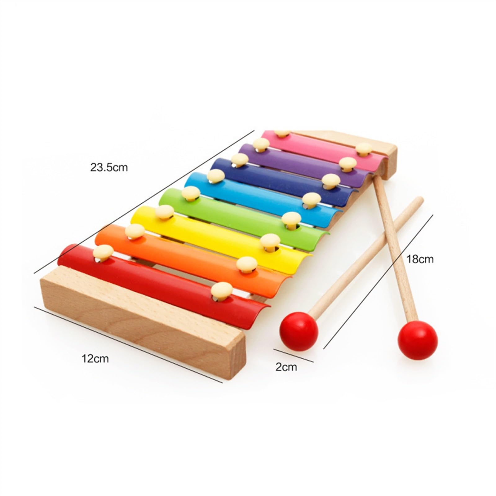 Caja de resonancia de Color de madera, xilófono golpeado a mano, instrumento de percusión Glockenspiel de 8 notas Carillón Instrumento Percusión