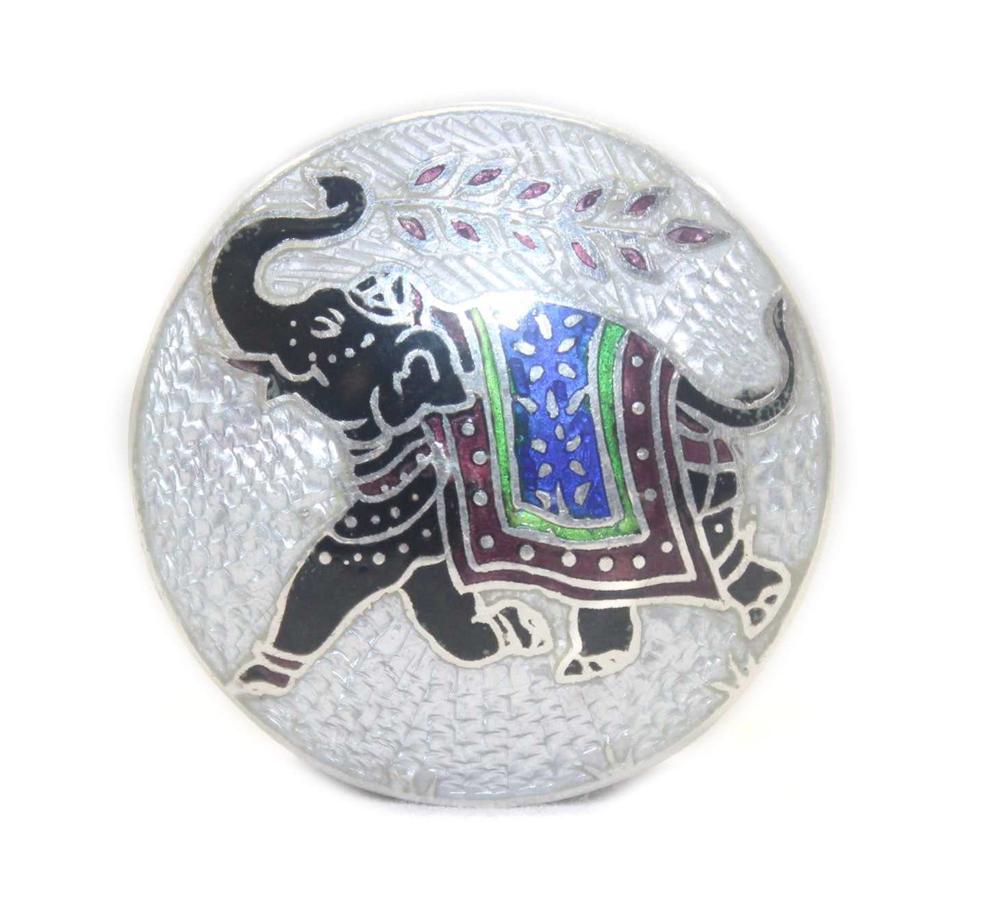 Boîte à bijoux éléphant argent 925 émail artisanat traditionnel B343