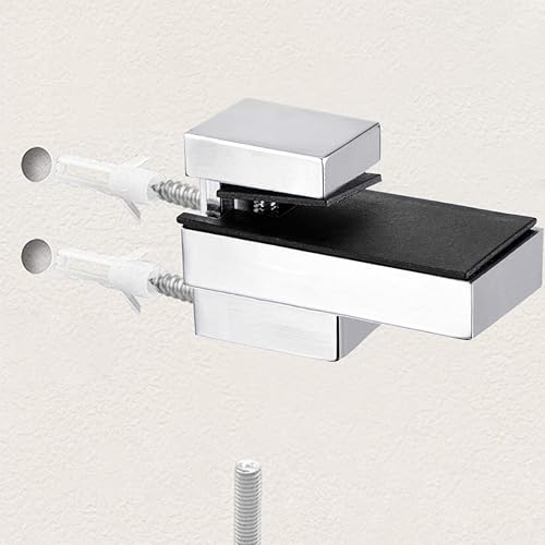 Miniatura 4 de uxcell Soporte de estante de vidrio Soporte de pared Soporte de aleación de zinc ajustable de níquel cepillado para 0.157-0.591 in de grosor 4pcs