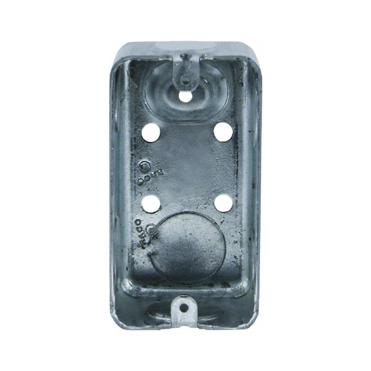 4 in. x 2 in. Handy Box, Drawn, 1-7/8 in. Deep with Seven 1/2 & One 3/4 in. KO's, Raised Ground