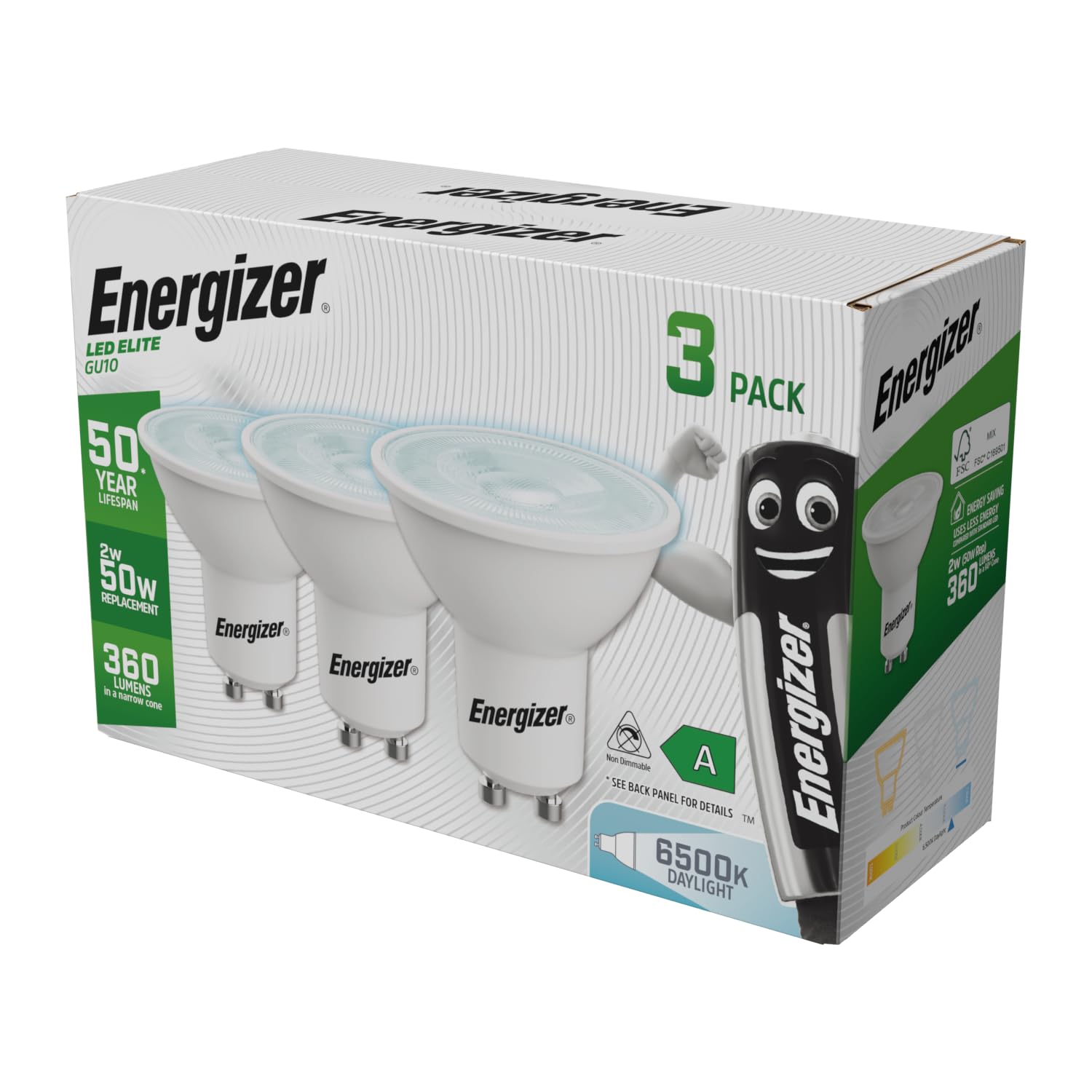 Energizer Ultra Efficient, 50 Year Life Span, GU10 LED Bulbs - Image 2