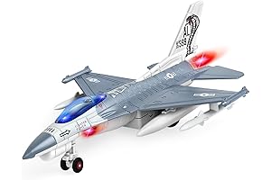 F-16 Fighter Jet Model, a Kid's Toy with Lights, Sounds, and Pull Back Action
