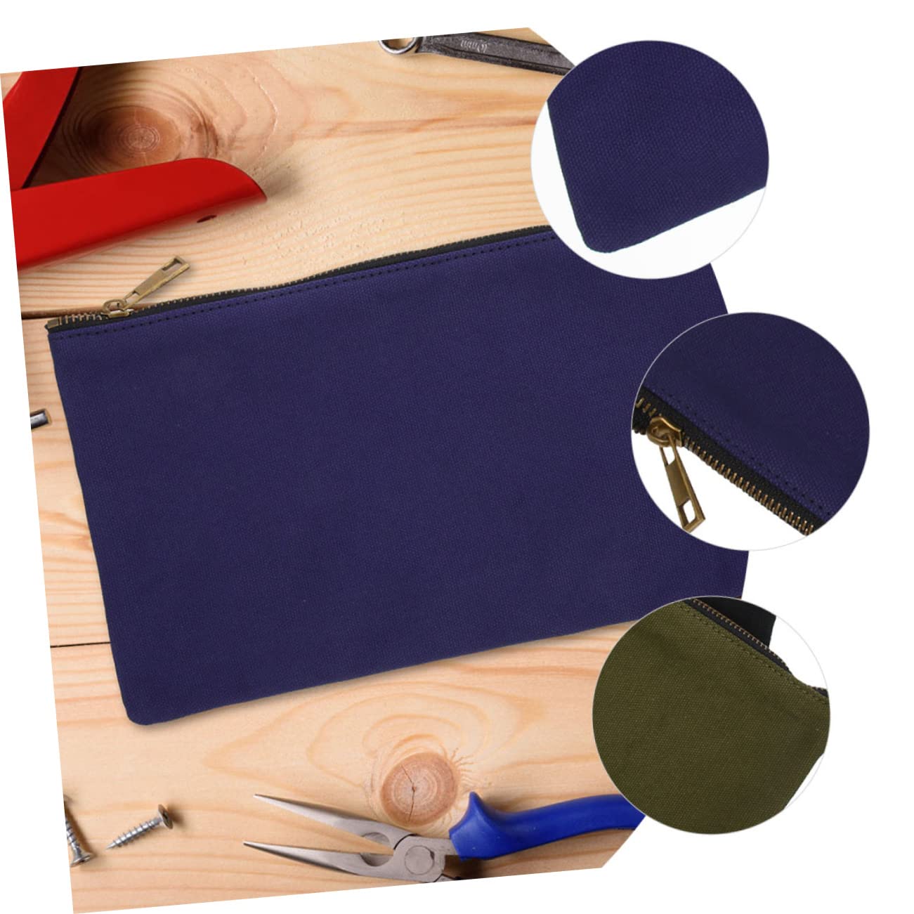 Bolsa de Herramientas Pequeña Cremallera, Lona Resistente, 4 Piezas | Oxford Cloth, Ligera y Fácil de Transportar, Plegable para Guardado, Formato Compacto para Organización