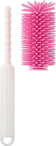 Miniatura 3 de Baby Bottle Brush Bib co. Limpiador de cepillo de botella ajustable, ajusta más de 10 niveles diferentes, cabezal de cepillo extraíble (rosa), con