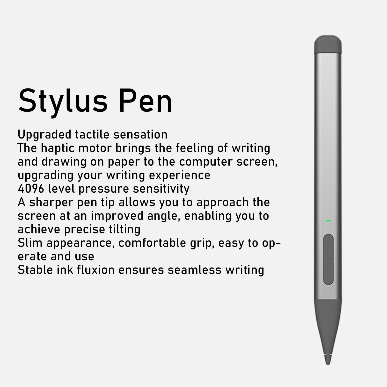 Stylet pour Pro 8 9 X 10, Slim Pen 2 avec sensibilité à la Pression 4096 Bluetooth 5.0, écriture Semblable au Papier, Moteur Haptique, USB C, Fixation Magnétique, Pointe (Grey)