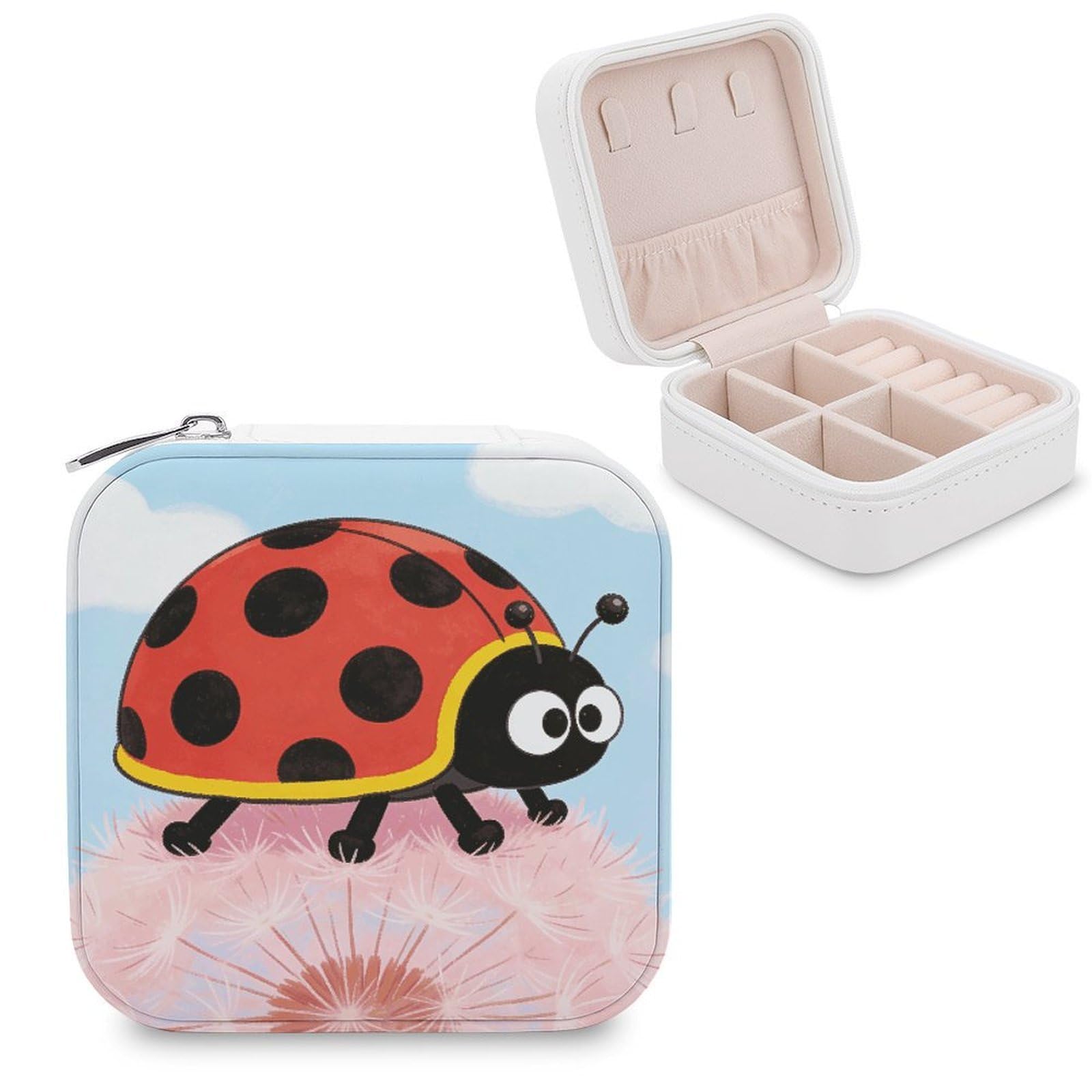 LZQPOEAS Ladybug Jewelry Box, PU Patterned Storage Case, Portable Travel Jewelry Organizer Box for Storing Rings, Pendants, Earrings, Necklaces, And Women's Specialized