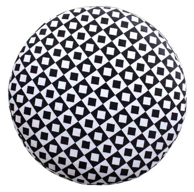 Image of Ottoman for Living Room, Velvet Round Foot Rest Stool, Wooden Legs Chair for Sitting, Ottoman for Bedroom & Makeup Room Decor | Chair (18 inchx18 inchx32 inch), Puffy (16 inchx16 inchx17 inch) | Black Diamond