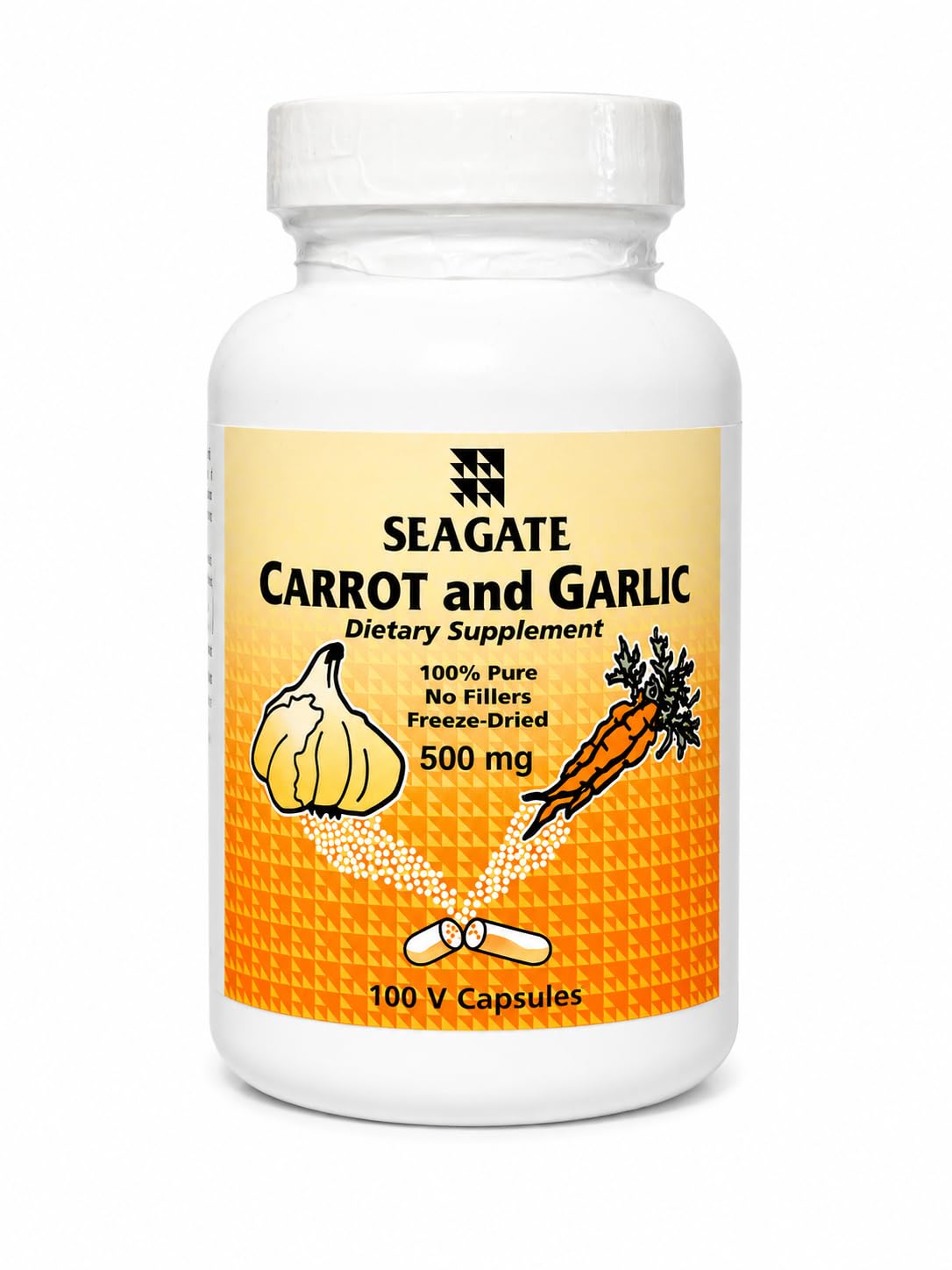 Seagate Products Carrot and Garlic 500mg 100 Capsules 100 Count (Pack of 1)
