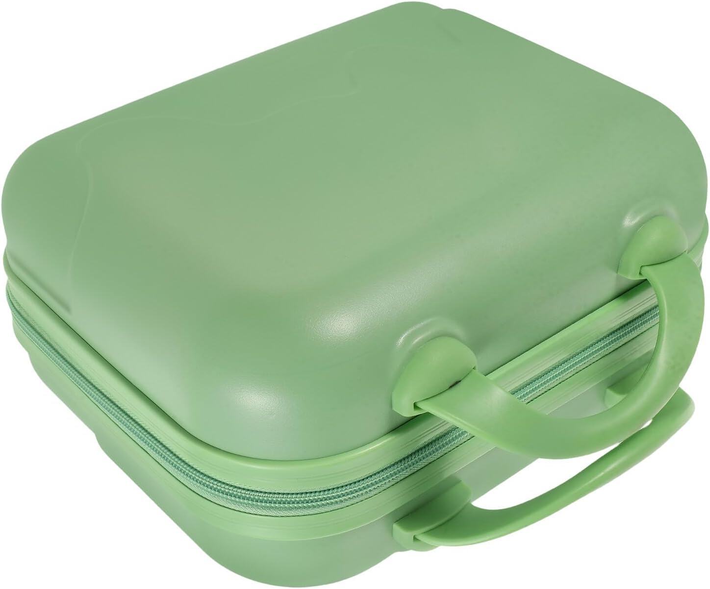 CALLARON Portable Travel Makeup Bag with Handle, Small Hard Shell Cosmetic Organizer Case with Elastic Straps for Women, Matcha Green Carrying Vanity Train Case for Toiletries